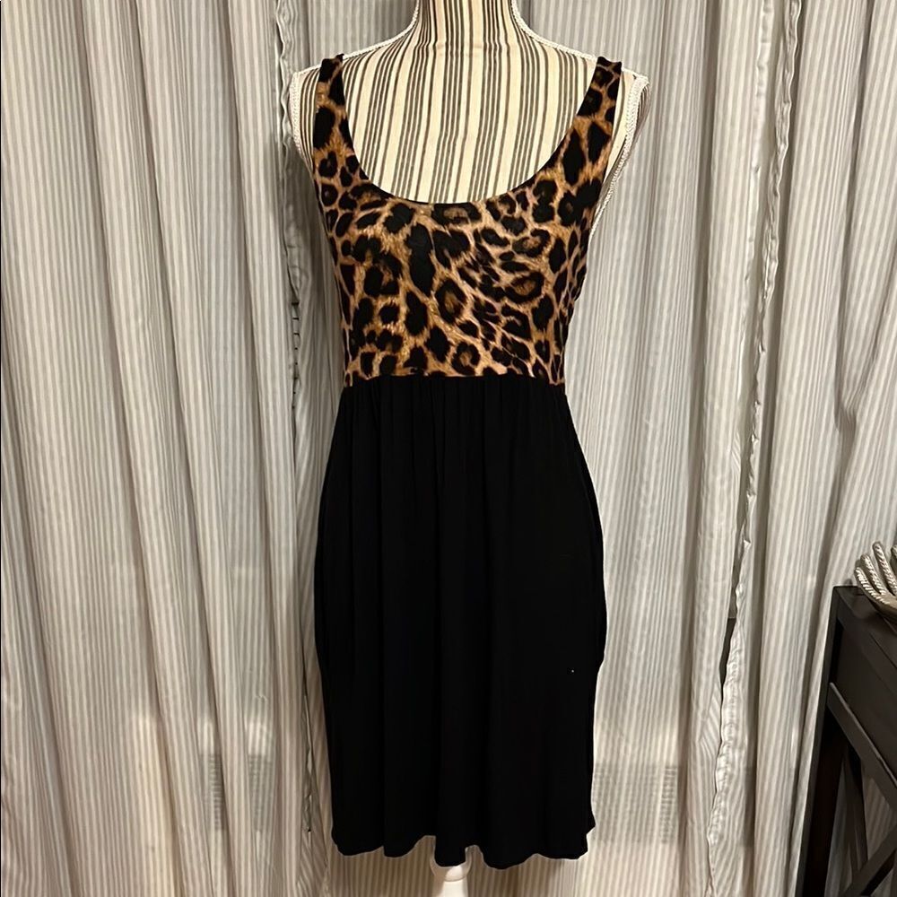 Leopard Print and Black Dress